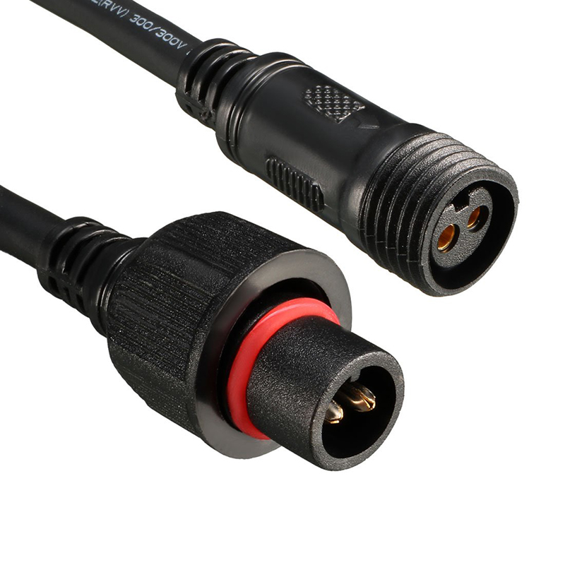 Male Female 20AWG 2 Terminal Waterproof Connector Cable Black For Single Color LED Strips Light